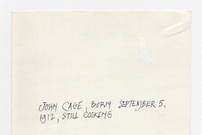 Cage, Born September 5, 1915, Still Cooking