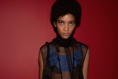 Miuccia Prada, Carnation print organza dress. Worn