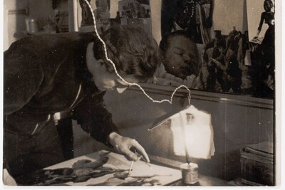 Robert Capa, [Artist making collages, Paris], 1934–35
