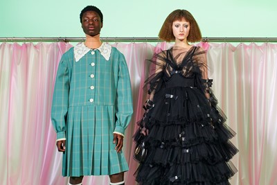 Gucci - Structured with tiers of ruffles a tulle and lace gown is worn with  bow-trimmed gloves, photographed for the preparations for the women's Gucci  Fall Winter 2020 fashion show by Alessandro