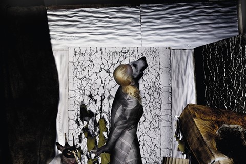 Aymeline wears striped suit No.13 S/S99 courtesy of The Hon.