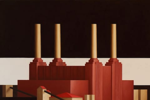 Battersea,-Reflection-White-Stripe,-2017,-Oil-on-c