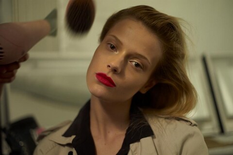 Model backstage at Diane Von Furstenberg