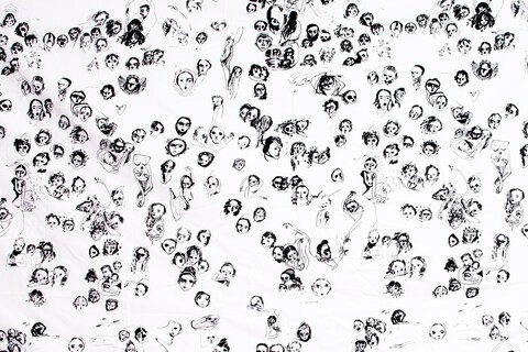 Faces Screen Printed Bed Set