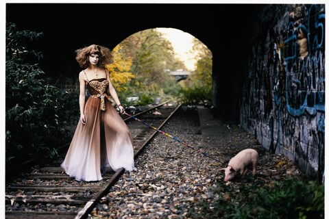 A piglet in AnOther Magazine S/S05