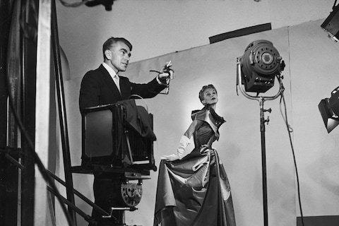 Horst directing a fashion shoot with Lisa Fonssagrives.1949,
