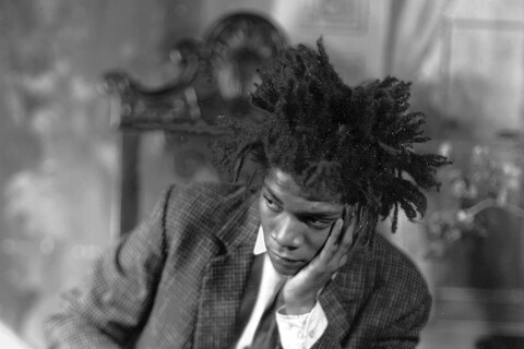 Jean-Michel Basquiat and cat, 1982