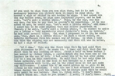 Laura Huxley&#39;s Letter on the death of her husband Aldous Hux