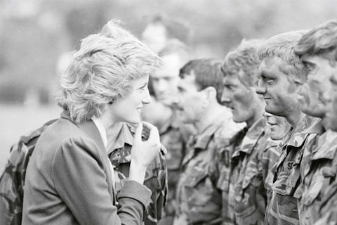 Lady Diana visits the Royal Hampshire Regiment base in Berli