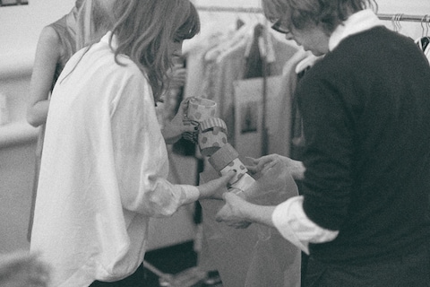 Backstage at the Peter Jensen Resort show