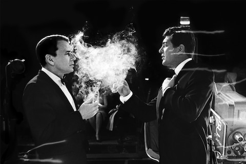 Frank Sinatra and Dean Martin on set of the Judy Garland sho
