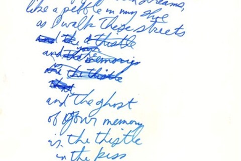 Handwritten Blue Valentines lyrics by Tom Waits