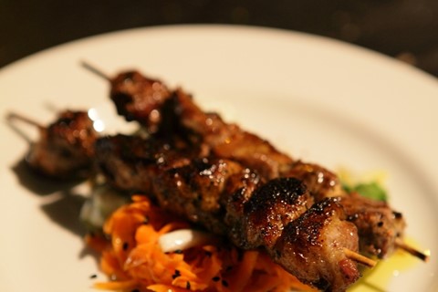 Grilled venison kebab