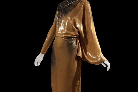 Etro (Veronica Etro) evening dress: orange, gold, black nylo