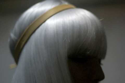 Model backstage at Ermanno Scervino