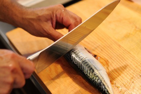Mark Hix scoring the mackerel