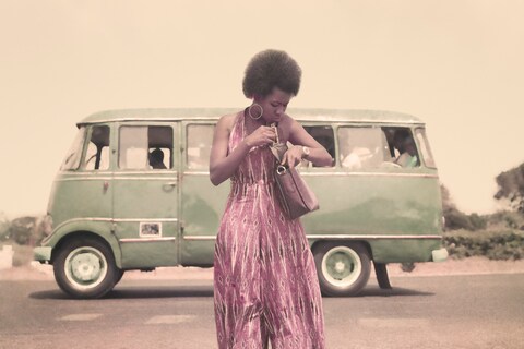 web Model posing for Agip 1 Calendar, Accra, c. 19
