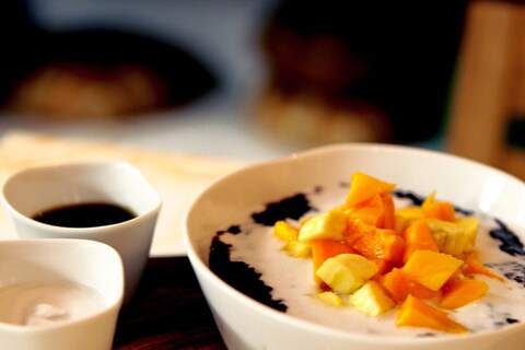 Black rice pudding porridge at Nopi
