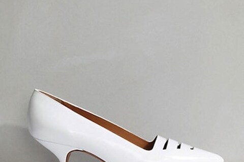 C&#233;line 5cm pump in white brushed calfskin leather