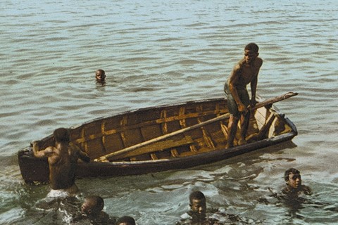 Diving for coins, Bahamas, photochrom, by William Henry Jack