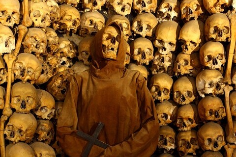 Mummified monk in the crypt of the Monastery of Santa Maria 