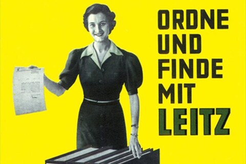 Ring binder advertisement by the Leitz company: “To organize