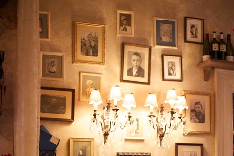 A photo wall at Mari Vanna