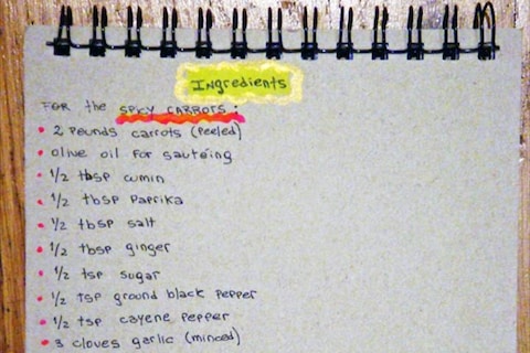 Spicy Carrots with Dijon Golden Brown Shrimps ingredients