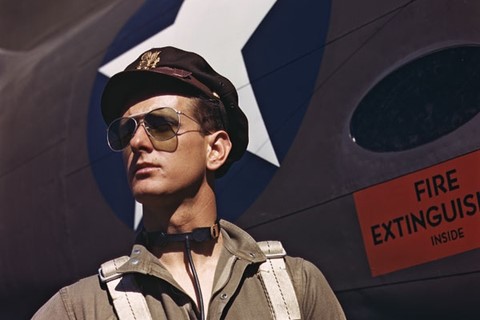U.S. Army test pilot F.W. Hunter, Long Beach, California, 19