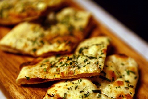 Homemade naan at Trishna