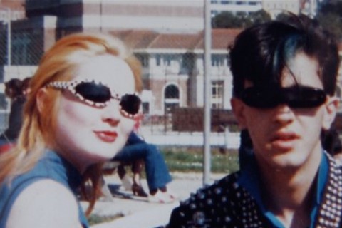 Christos wearing Boy George&#39;s &#39;Elvis&#39; jacket c. 1979