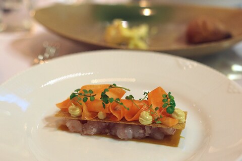 Raw cured Scottish langoustines on rye