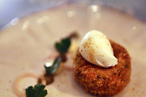 Haddock fishcake with tartar sauce and poached egg