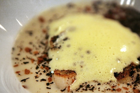 Jerusalem Artichoke Veloute, Salsify, Coffee and Ginger