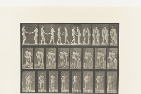 Two women kissing – Collotype after Eadweard Muybridge, 1887