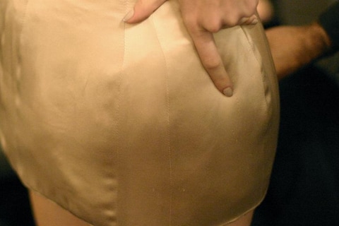 Model backstage at Marios Schwab