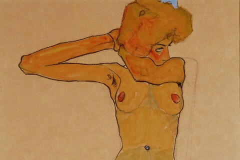 Egon Schiele, Seated Female Nude with Raised Arm (Gertrude S