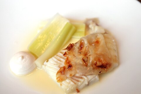 Turbot, leeks and smoked roe