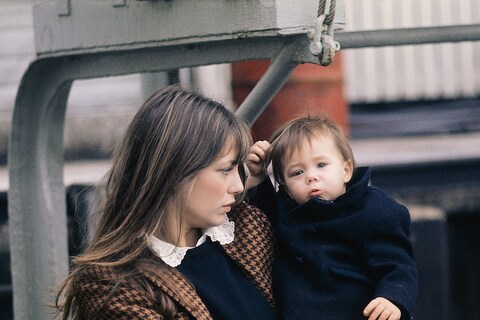 Jane and Charlotte Gainsbourg on Compton Beach, 1971