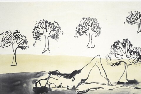 Laying With the Olive Trees by Tracey Emin