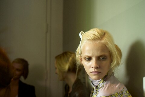 Ginta Lapina backstage at Donna Karan