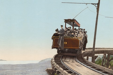 Mount Lowe Railway, on the circular bridge, California, phot