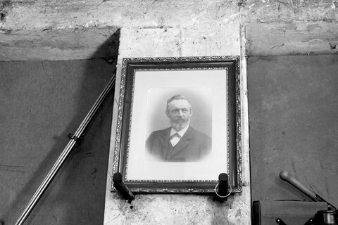 Portrait of Karl Elsener at the Victorinox factory