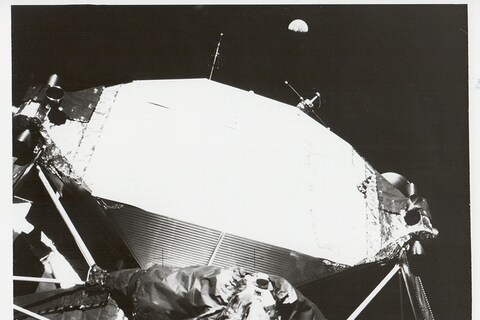 Distant Earth over the Lunar Module, Apollo 11, July 1969