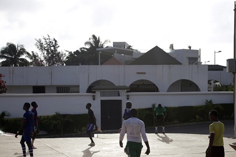 Guys exercising in the street