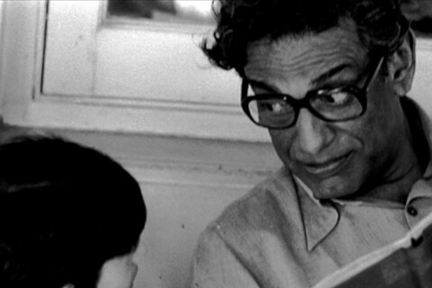 Satyajit Ray with actor Arjun Guha Thakurta on the set of Pi