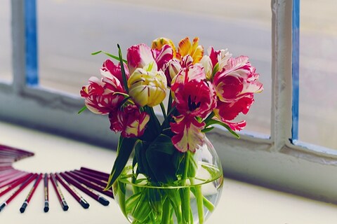 Flower arrangement and woodcased pencil display