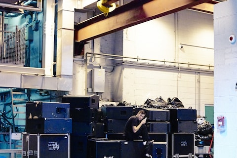 On the Phone at London Fashion Week S/S15