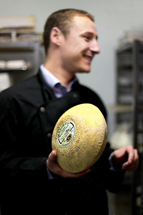 Alexandre Guarneri in the Androuet cheese locker.