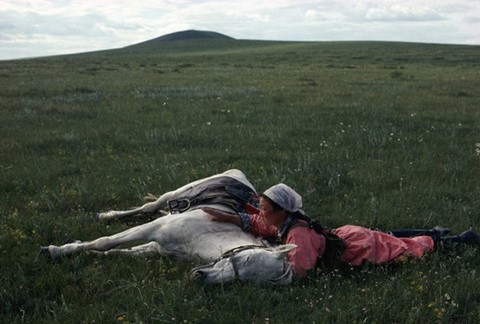 Horse training for the militia, Inner Mongolia, China, 1979